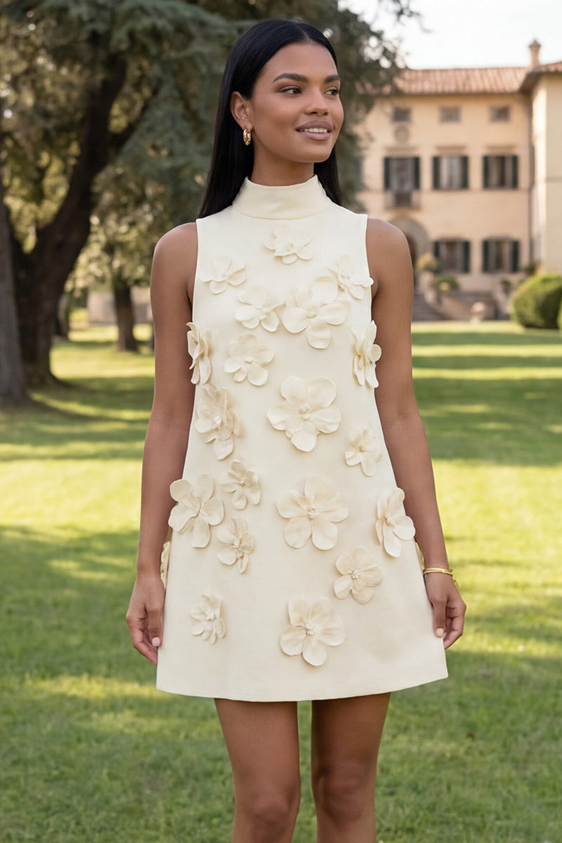 Load image into Gallery viewer, Lilac High Neck A Line Short Floral Homecoming Dress