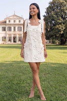 Load image into Gallery viewer, Lilac Thick Straps A Line Short Floral Homecoming Dress with Bows