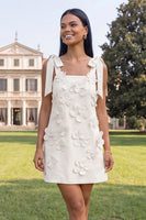 Load image into Gallery viewer, Lilac Thick Straps A Line Short Floral Homecoming Dress with Bows