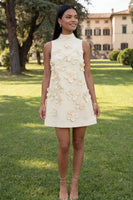 Load image into Gallery viewer, Lilac High Neck A Line Short Floral Homecoming Dress