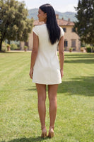 Load image into Gallery viewer, Butter Blue Floral Round Neck Short Homecoming Dress with Sleeves