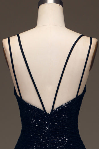 Black Mermaid Sequins Long Prom Dress With Slit