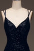Load image into Gallery viewer, Black Mermaid Sequins Long Prom Dress With Slit