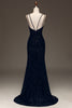Load image into Gallery viewer, Black Mermaid Sequins Long Prom Dress With Slit