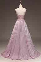 Load image into Gallery viewer, A Line Spaghetti Straps Blush Prom Dress With Appliques