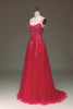 Load image into Gallery viewer, Red A Line Spaghetti Straps Long Prom Dress With Appliques