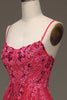 Load image into Gallery viewer, Red A Line Spaghetti Straps Long Prom Dress With Appliques