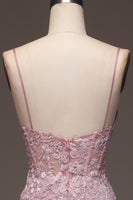 Load image into Gallery viewer, Glitter Blush Mermaid Long Corset Prom Dress With Appliques