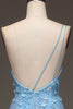 Load image into Gallery viewer, Sparkly Light Blue Mermaid Long Appliqued Prom Dress With Slit