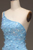Load image into Gallery viewer, Sparkly Light Blue Mermaid Long Appliqued Prom Dress With Slit