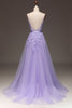 Load image into Gallery viewer, Princess Purple Long Appliqued Prom Dress With Sash