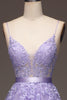 Load image into Gallery viewer, Princess Purple Long Appliqued Prom Dress With Sash