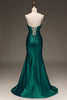 Load image into Gallery viewer, Dark Green Mermaid Corset Long Satin Prom Dress