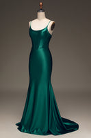 Load image into Gallery viewer, Dark Green Mermaid Corset Long Satin Prom Dress