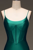 Load image into Gallery viewer, Dark Green Mermaid Corset Long Satin Prom Dress