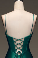 Load image into Gallery viewer, Dark Green Mermaid Corset Long Satin Prom Dress