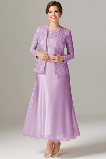 Plus Size Dusty Rose Chiffon Mother of the Bride Dress with Jacket
