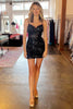 Load image into Gallery viewer, Sparkly Bodycon Spaghetti Straps White Corset Homecoming Dress with Sequins