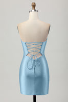 Load image into Gallery viewer, Sparkly Red Sweetheart Satin Tight Short Homecoming Dress with Keyhole