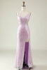 Load image into Gallery viewer, V-Neck Hollow-Out Backless Sequins Mermaid Prom Dress with Slit