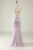Load image into Gallery viewer, V-Neck Hollow-Out Backless Sequins Mermaid Prom Dress with Slit