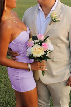 Lilac Bodycon Sweetheart Short Prom Dress with Keyhole