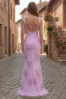 Load image into Gallery viewer, Floral Yellow Square Neck Mermaid Long Prom Dress with Pearls