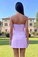 Load image into Gallery viewer, Hot Pink Floral Strapless Short Homecoming Dress