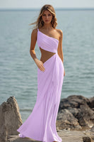 Load image into Gallery viewer, White Chiffon Mermaid Cut-Out Long Rehearsal Dinner Dress