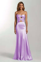 Load image into Gallery viewer, Sky Blue Mermaid Sweetheart Satin Cut Out Long Formal Dress