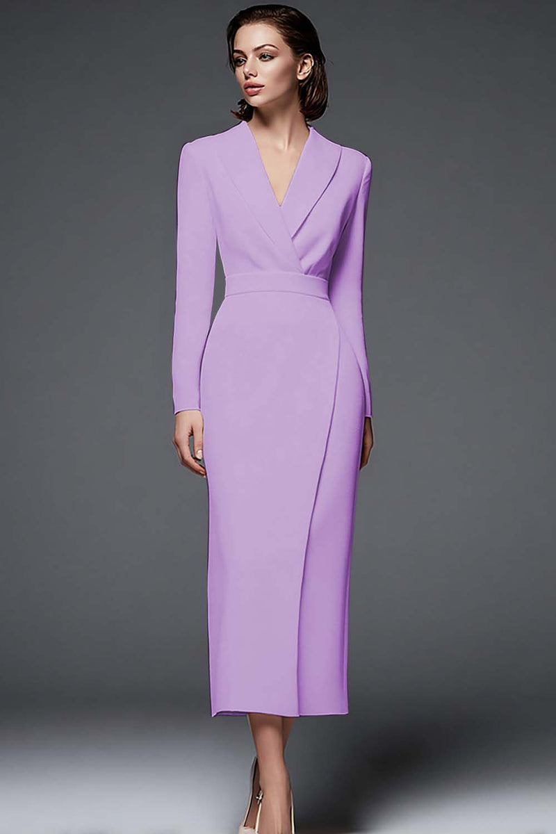 Load image into Gallery viewer, Simple Dusty Rose Pencil Shawl Lapel Long Blazer Dress with Sleeves
