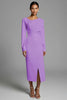 Load image into Gallery viewer, Ivory Sheath Ruched Long Sleeves Work Dress with Slit