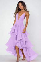 Load image into Gallery viewer, Sky Blue Chiffon A Line V-Neck Pleated Long Formal Dress