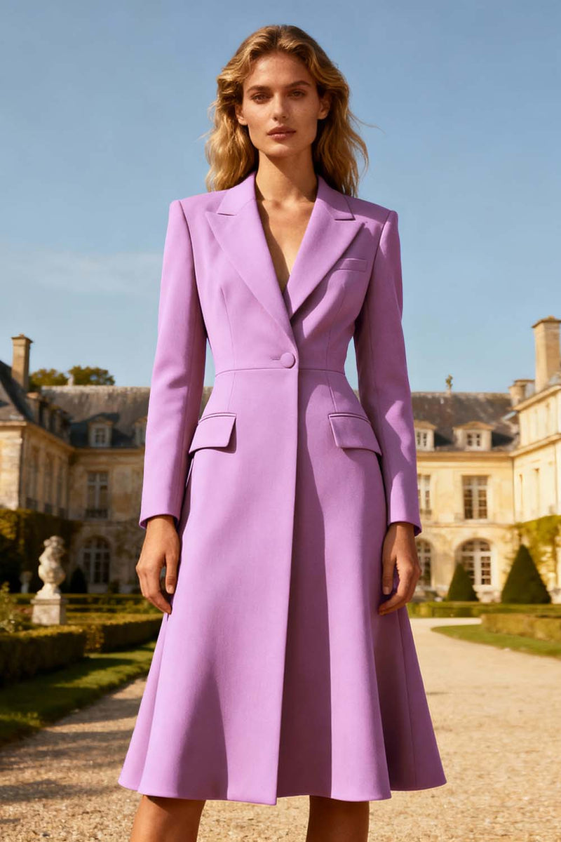 Load image into Gallery viewer, Khaki A Line Peak Lapel Midi Blazer Dress with Button