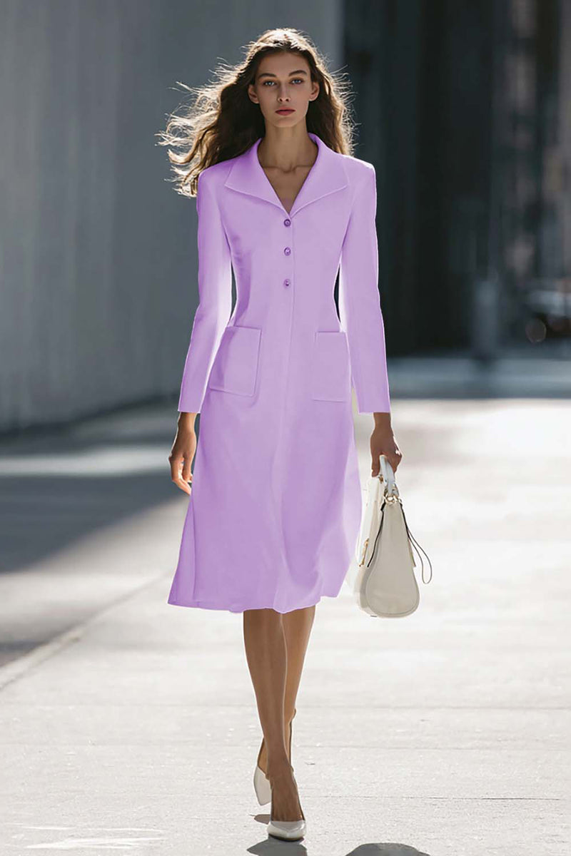 Load image into Gallery viewer, Ivory A Line Single Breasted Midi Blazer Dress with Sleeves