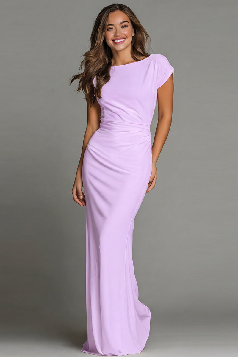 Load image into Gallery viewer, Navy Boat Neck Mermaid Long Formal Dress with Sleeves