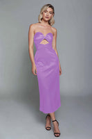Load image into Gallery viewer, Dusty Blue Sheath Cut Out Satin Sweetheart Long Formal Dress
