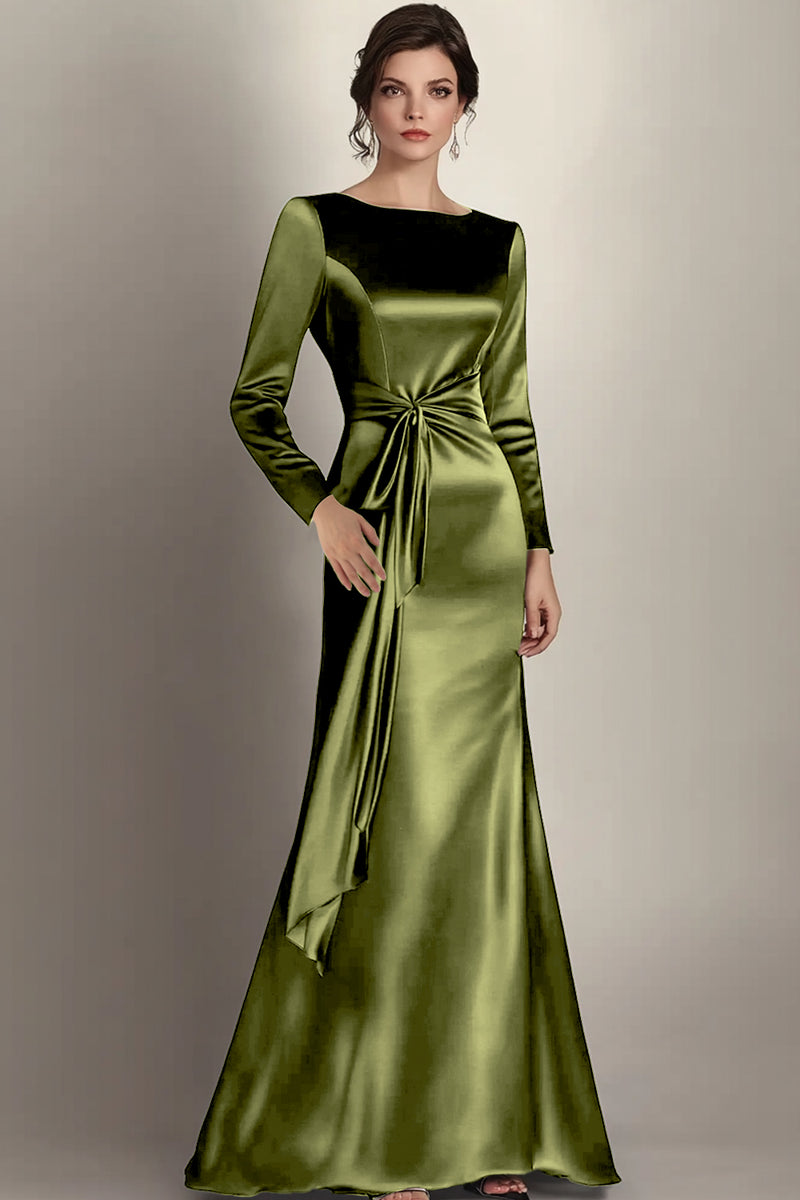 Load image into Gallery viewer, Terracotta Satin Sheath Side Waist Mother of the Bride Dress