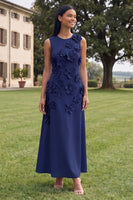 Load image into Gallery viewer, Hot Pink Round Neck A Line Floral Maxi Formal Dress