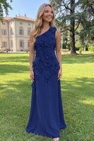 Load image into Gallery viewer, Yellow One Shoulder Floral Sheath Maxi Formal Dress