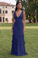 Load image into Gallery viewer, Butter Yellow V-Neck Floral Sheath Long Formal Dress