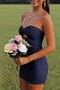 Load image into Gallery viewer, Black Satin Cut Out Tight Strapless Mini Party Dress