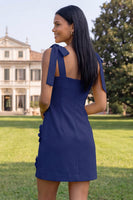 Load image into Gallery viewer, Lilac Thick Straps A Line Short Floral Homecoming Dress with Bows
