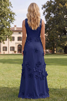 Load image into Gallery viewer, Hot Pink A Line Boat Neck Floral Maxi Formal Dress