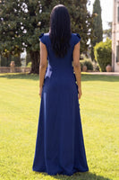Load image into Gallery viewer, Butter Yellow Round Neck A Line Floral Long Formal Dress with Sleeves