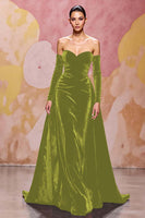 Load image into Gallery viewer, Dark Red Sweetheart Velvet A Line Long Evening Dress