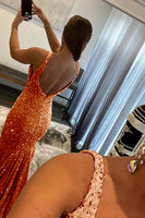 Load image into Gallery viewer, Pink Deep V Neck Mermaid Prom Dress