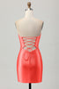 Load image into Gallery viewer, Sparkly Fuchsia Sweetheart Keyhole Tight Short Beaded Homecoming Dress