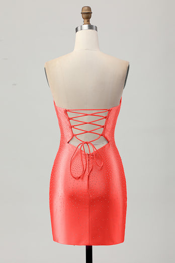 Sparkly Fuchsia Sweetheart Keyhole Tight Short Beaded Homecoming Dress