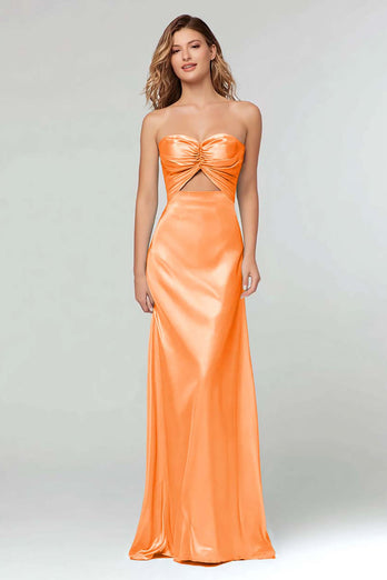 Black  Sheath Satin Sweetheart Cut Out Long Formal Dress
